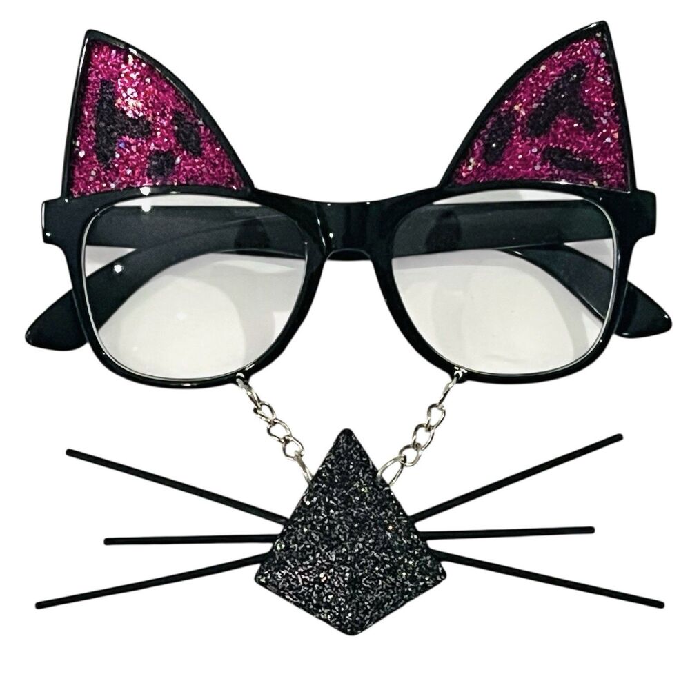 Glitter Cat Costume Glasses with Nose & Whiskers
